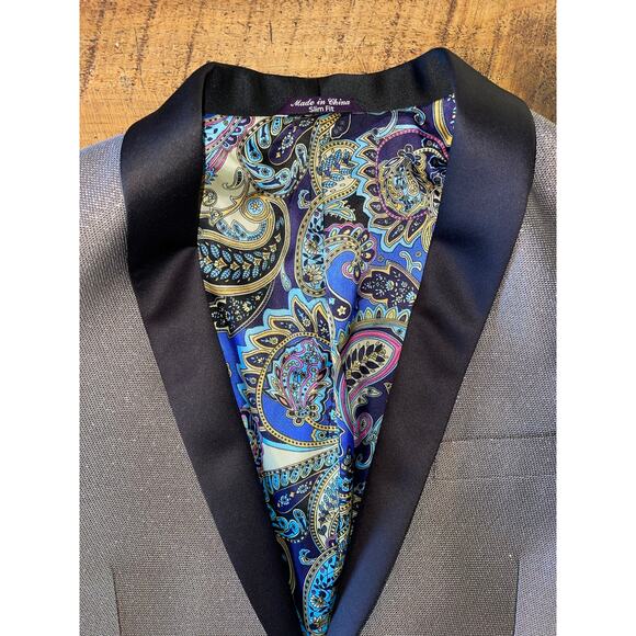 NWOT Mens Mark of Distinction Starlight Stone Metallic Slim Tuxedo Jacket 40R - Picture 8 of 14
